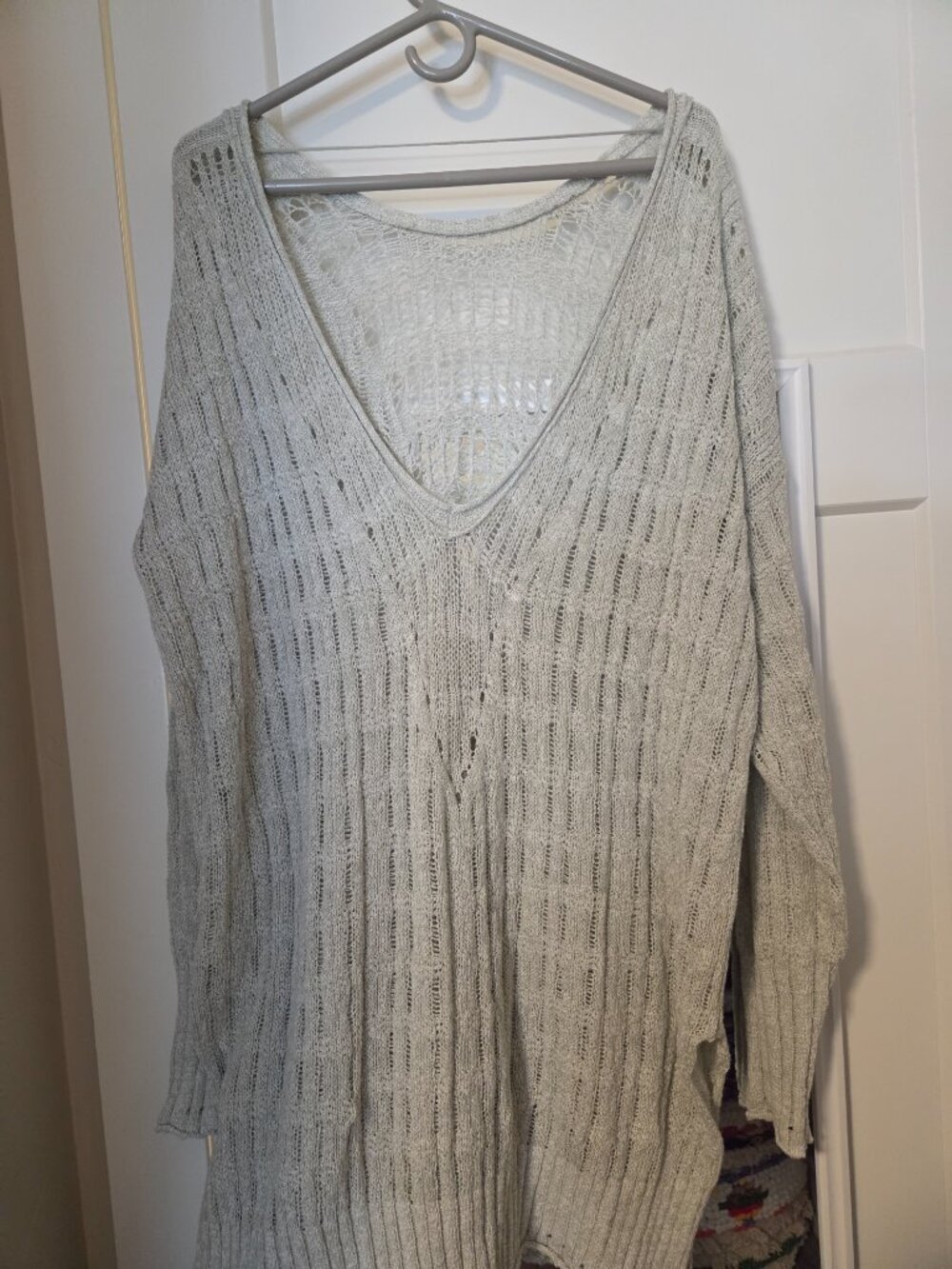 Free People Pretty in Pointelle Pullover (light green) Large
